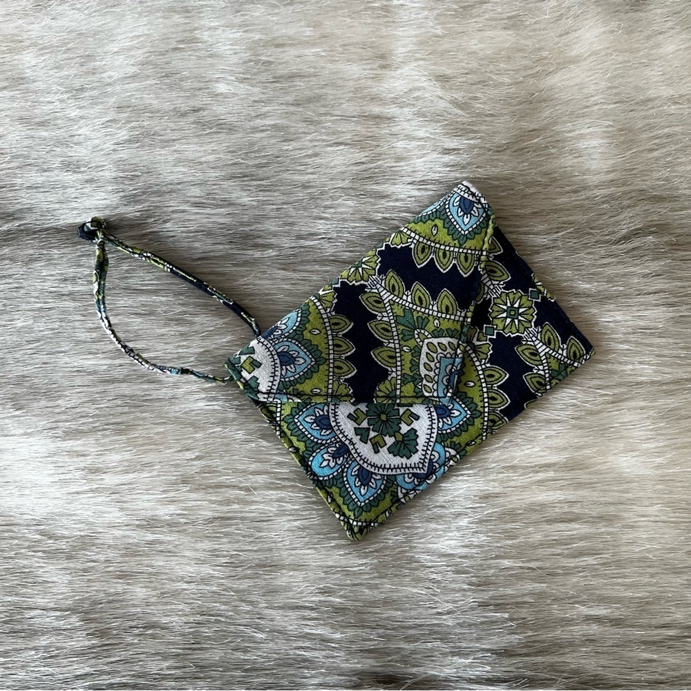 Vintage VERA BRADLEY Cambridge Luggage Tag Envelope Style Card Holder Blue Green